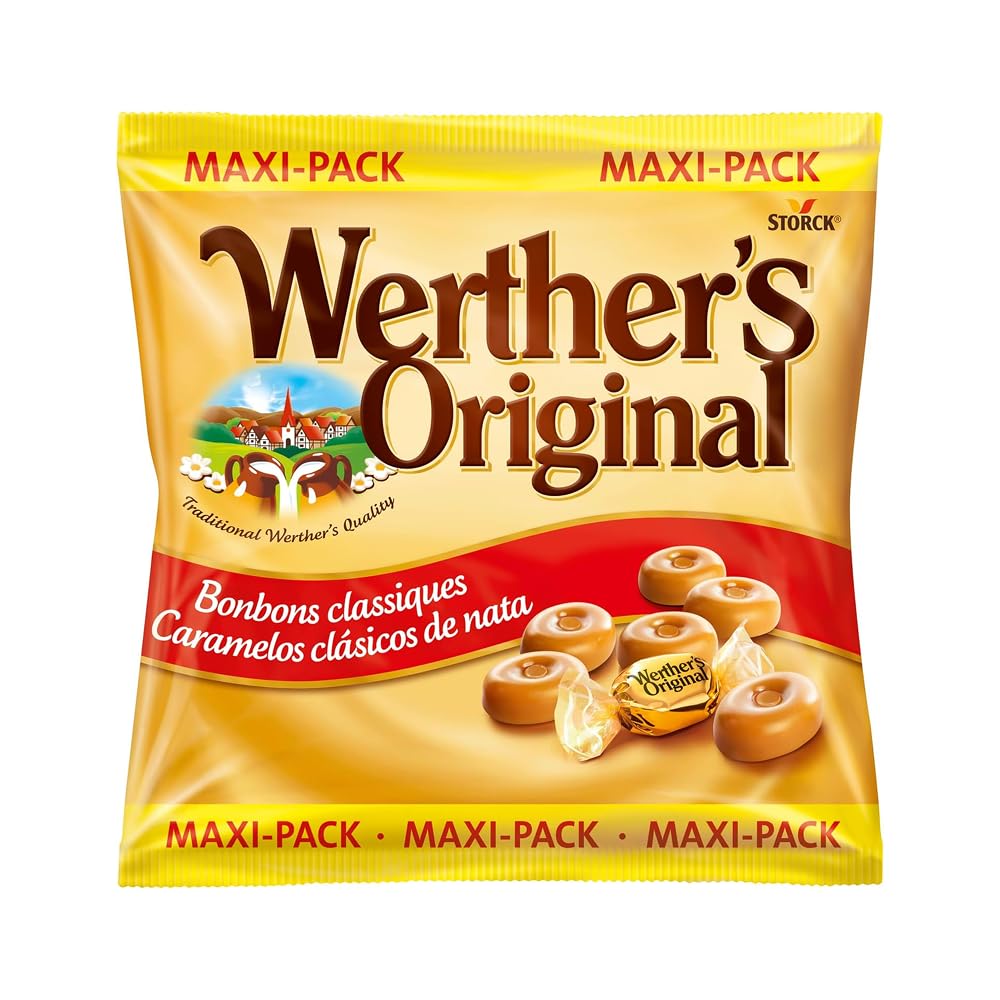 Werther's Original Caramelos Toffee de Mantequilla y Nata Fresca Maxipack 300 g Sabor Clásico Cremoso Sin Gluten