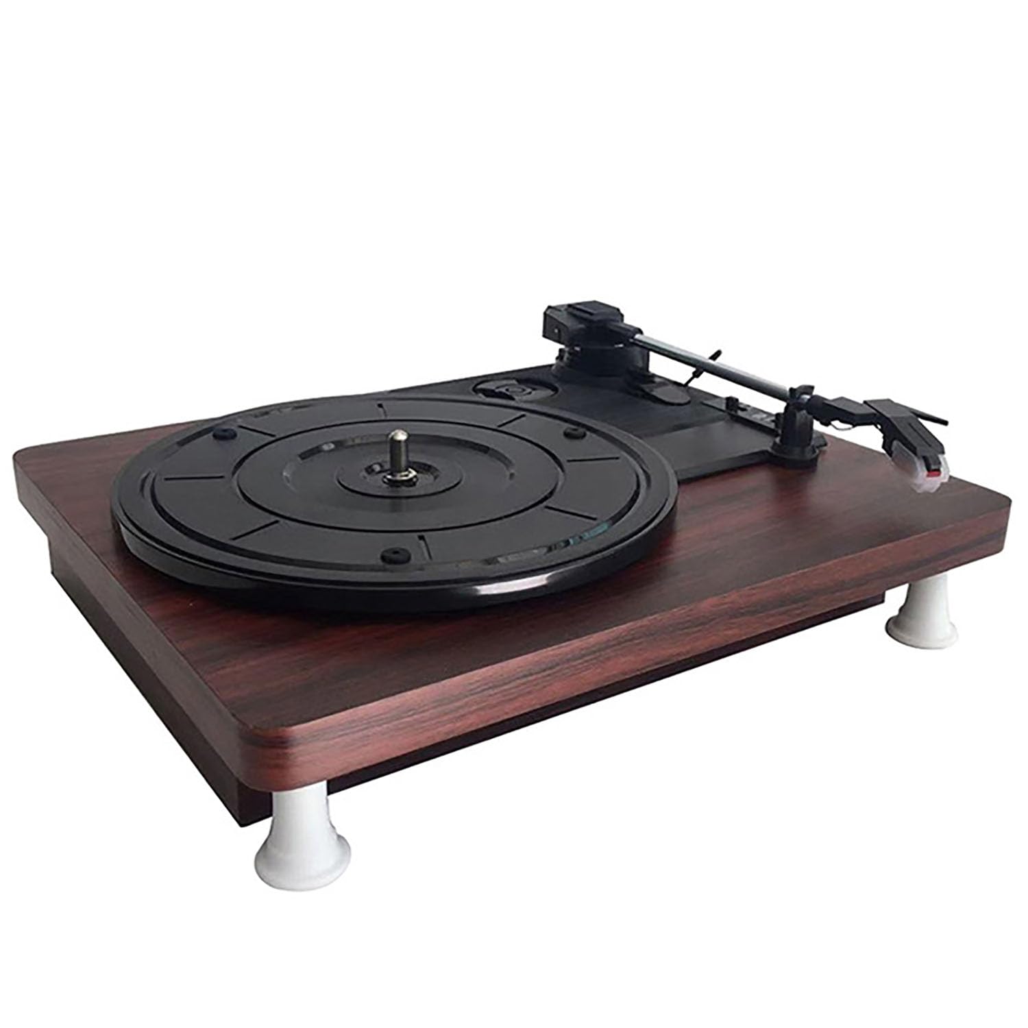 Giradischi classico portatile a 3 velocità con adattatore da 45 giri/min, asta di sollevamento e blocco del braccio, lettore audio vintage per intrattenimento domestico e decorazione, altoparlante