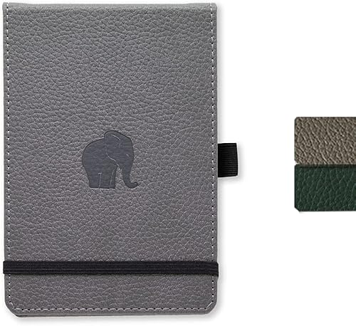 Dingbats - Cuaderno de bolsillo con puntos de vida silvestre, elefante gris, A6, tapa dura, papel crema a prueba de tinta de 3.53 ozm, incluye