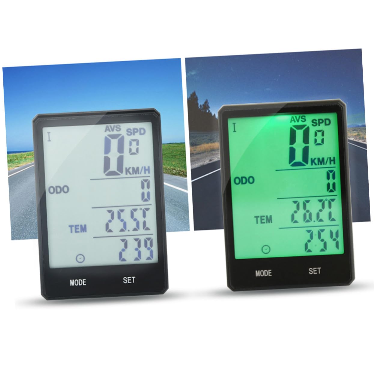 Tachimetro Notte per Bicicletta senza Fili Display Lcd e Batteria 2032 | Conta Chilometri Leggero, Schermo Luminoso Nero, per Escursioni e Salite, Corpo Plastico Componenti Elettronici