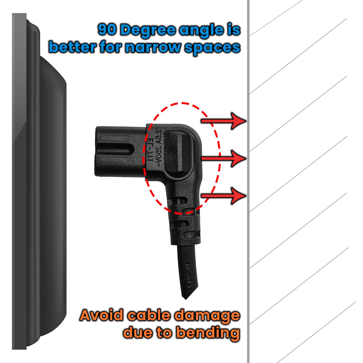 Figure 8 Power Lead 5M 2Pin 90 Degree Angle IEC C7 Universal UK Plug Power Cable Compatible