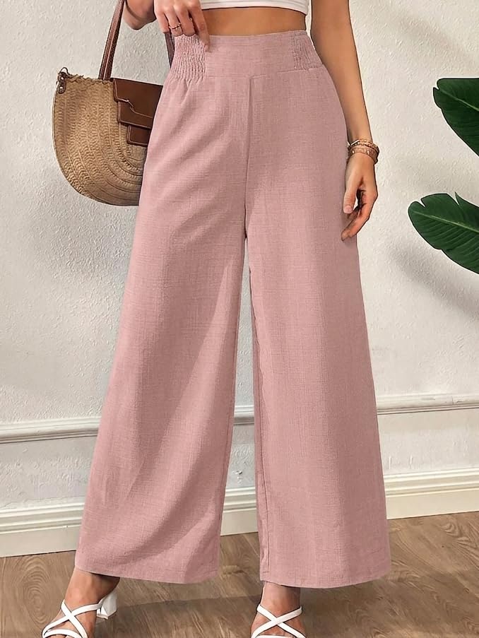 Image of Vogaan Trousers for Women | Women's Loose Fit Trousers | Women's High-Waisted Wide Leg Pant | Women Trousers Pants | Korean Trousers for Holiday