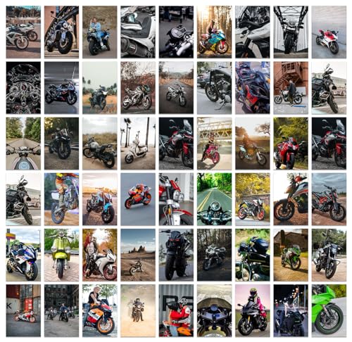 Image of Pack of 54 Bike Wall Collage Kit Posters - 4 x 6 Inches Wall Decor Poster - Wall Art For Bedroom, Living room, Office - 1 Tissue Tape