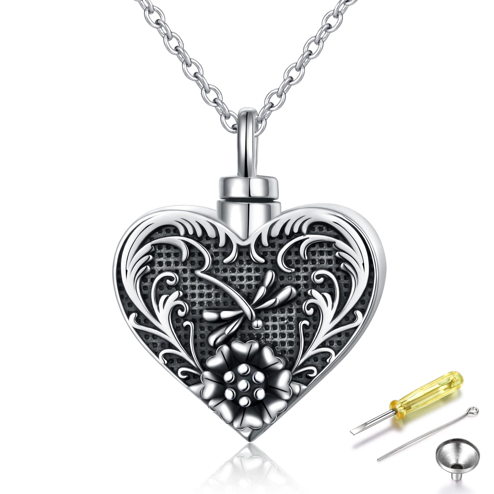 Cremation Jewelry for Ashes, Sterling Silver Urn Necklace for Ashes Women Men, Cherish Memories Jewelry to Keep Someone Near to You, Sterling Silver, Cubic Zirconia