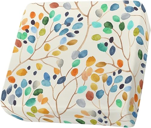 Wowouhiya Fundas de cojín coloridas para sofá botánico, funda elástica para sofá con parte inferior elástica, fundas de sofá con diseño de acuarela