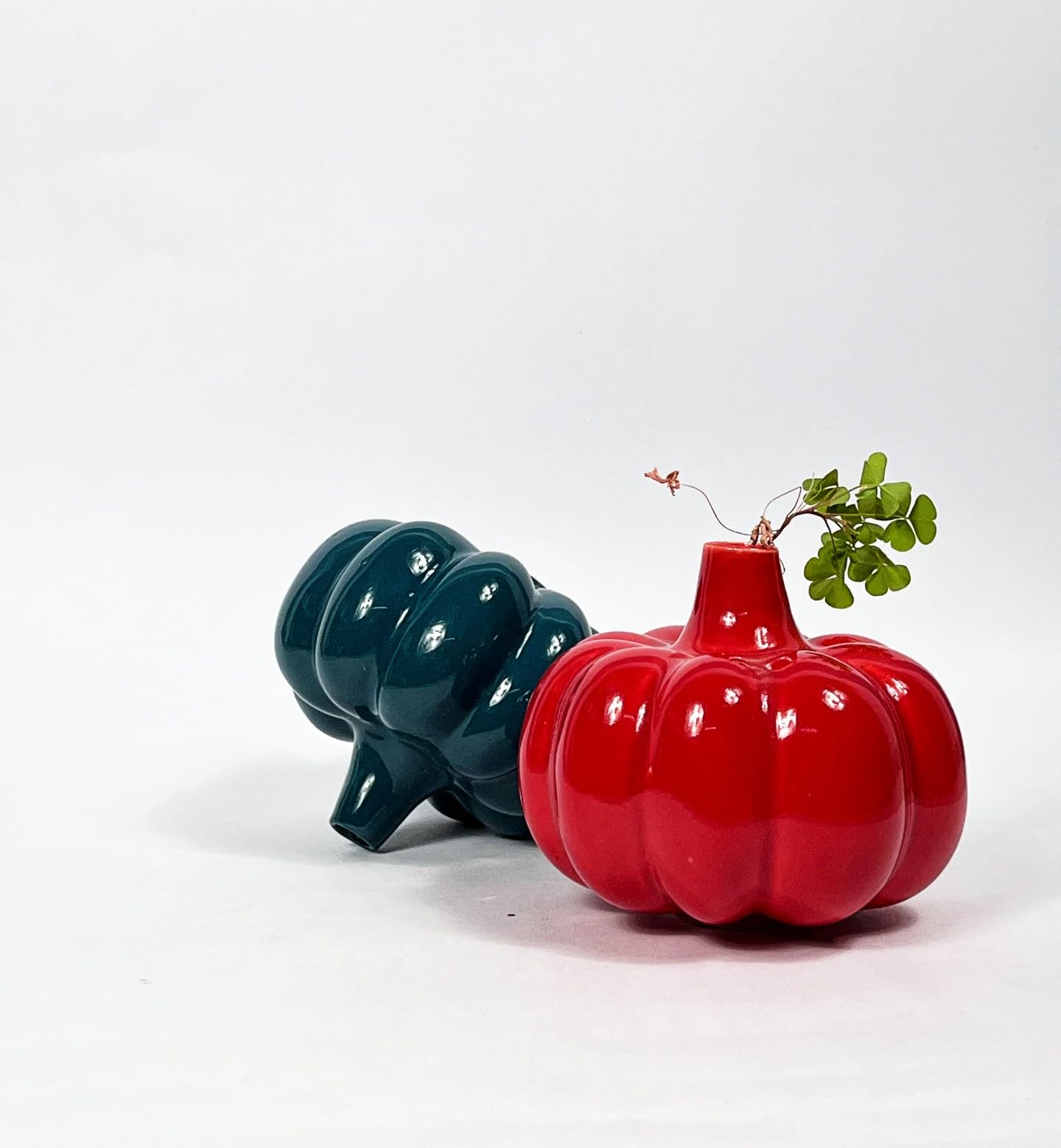 Dovetail Home Ceramic Pumpkin Shape Flower Vase for Home Decor and Gifting, Pampas Grass Vase, Ceramic Pumpkin Vase Small Size (Red)-image-0