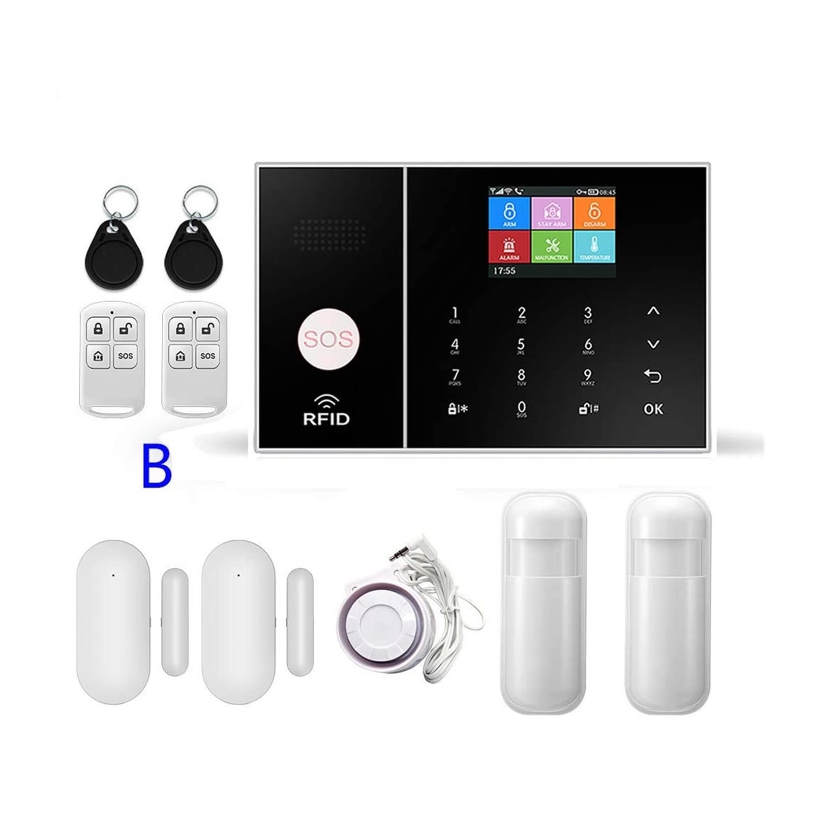 WiFi GSM / 2g Système d'alarme de sécurité à Domicile sans Fil avec capteur de Mouvement Tuya Vie Intelligente App(PG108-2G-C)