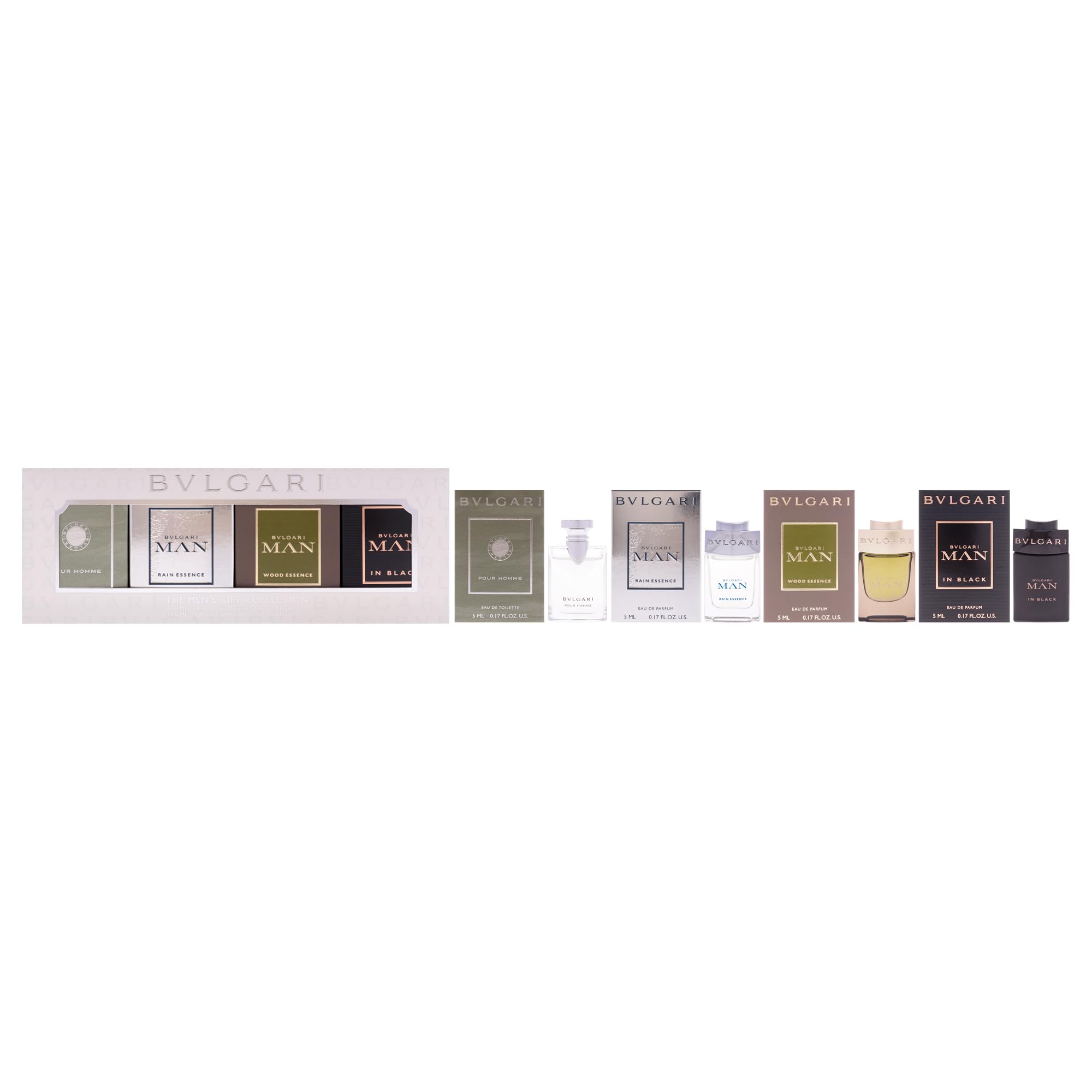 The Mens Gift Collection by Bvlgari for Men – 4 mini Gift Set 5 ml EDT & EDP Splash -Bvlgari – Essence, Man in Black