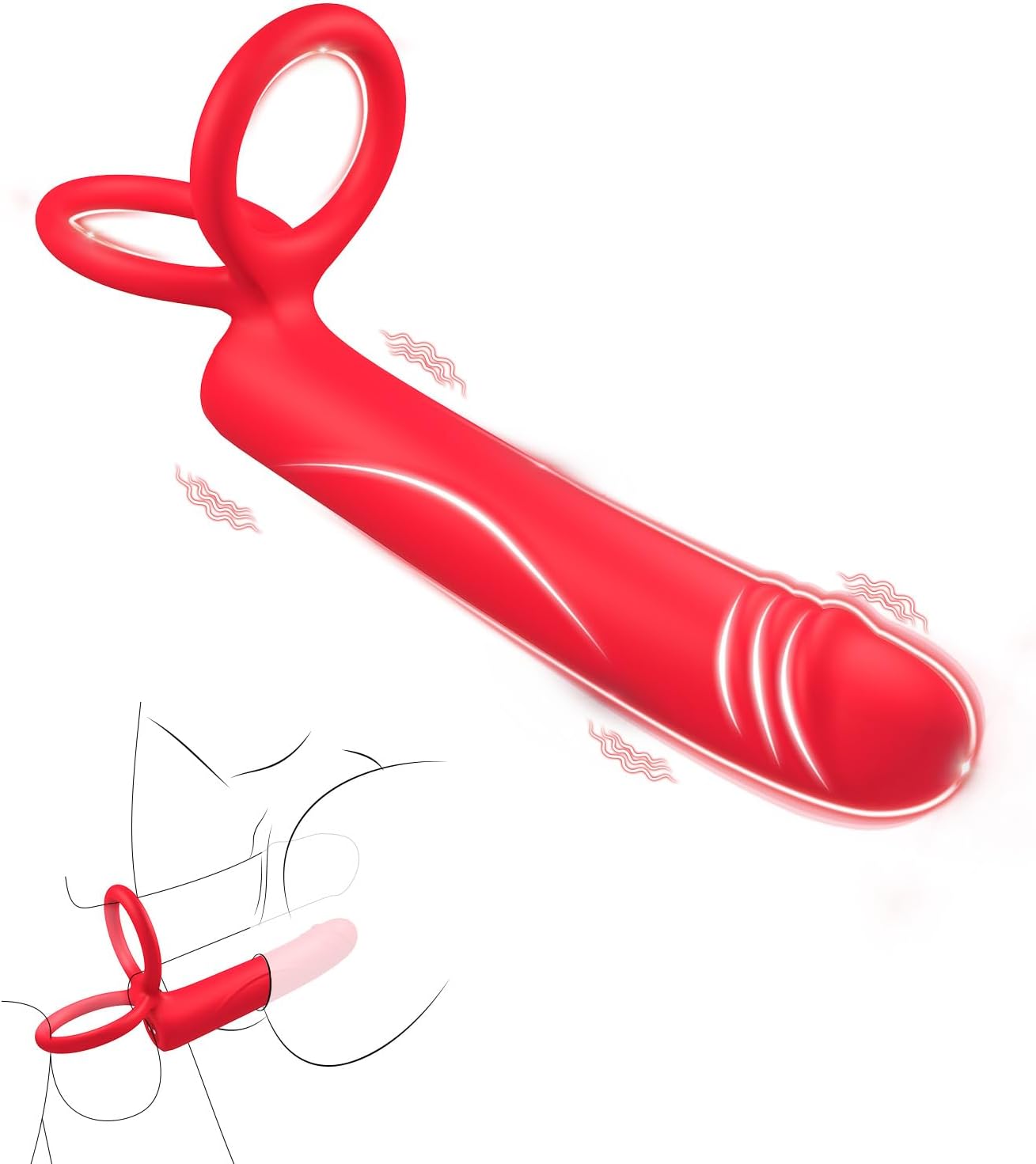 Anal Dildo Vibrator Sex Toys for Men, Strap-On Dildo Butt Plug with Vibrating Cock Ring, Male Penis Vibrator with 10 Vibration Modes, Double Penetration Pleasure for Men and Couples Adult Sex Toys