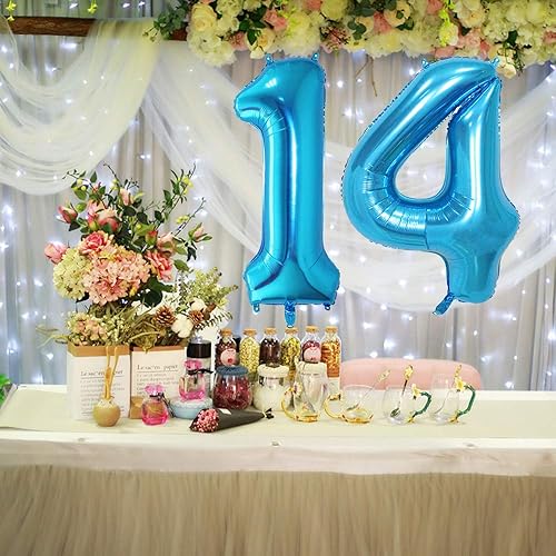 Miniatura 7 de 2 globos gigantes de 40 pulgadas con el número 14, globos gigantes de Mylar para decoración de fiestas de cumpleaños, aniversario de boda, 3XL,