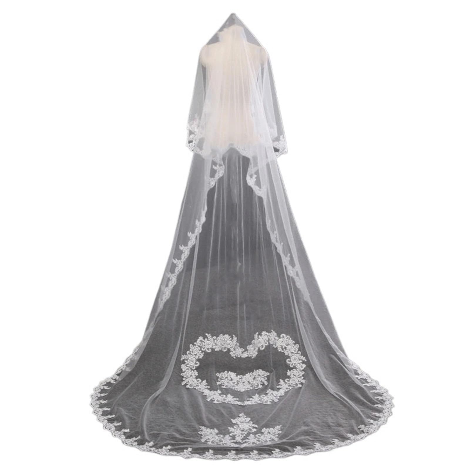 Generico Veli da sposa applicati in pizzo Velo da sposa da 3 metri Accessori da sposa Copricapo da sposa Novia Velos Novia Accesorios