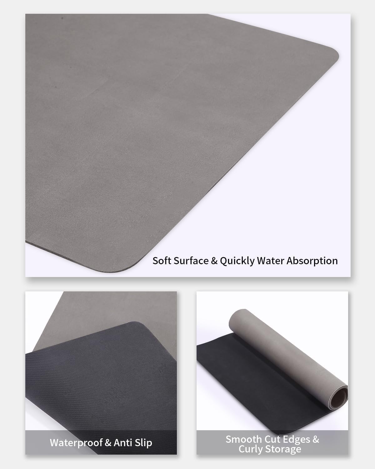 Tappetino Da Bagno 40x60 Cm Super Assorbente - Microfibra, Antiscivolo, Grigio, Per Bagno E Cucina - Foto 12