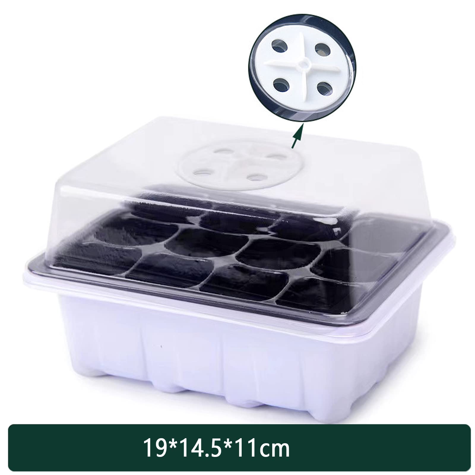 10 Pièces Bac à semis, Mini Serre pour Plantes Intérieure avec couvercles rehaussés, 12 Cellules Intérieure Plateau Semis Pépinière Boîte de Culture pour Jardin