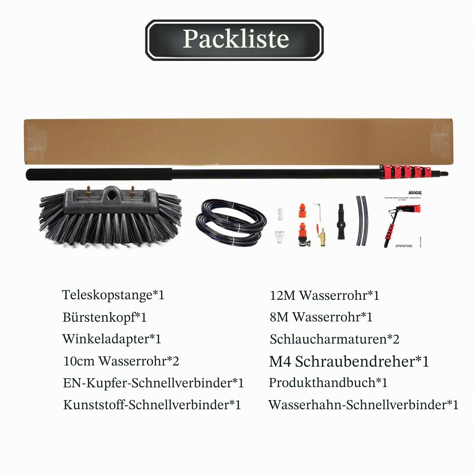 3.6-12m High Clean Teleskopstange mit Wasseranschluss,Teleskopstange mit wasserdurchlässiger 5 Flächen Bürste Profi Fensterreiniger, Ausziehbarer Reiniger Wintergartendach, ( Size : 39FT/12M )