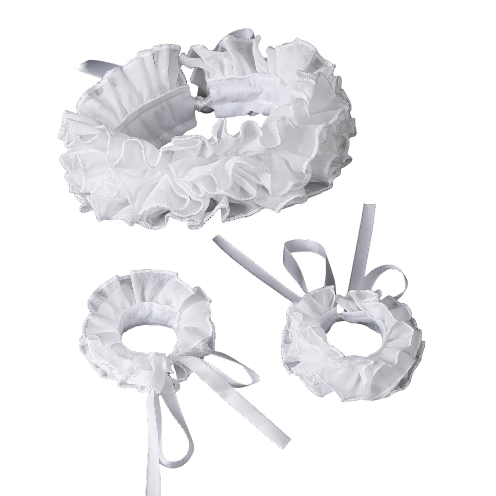 Kmgdm Fake Leader Set Elizabethan Ruffle False Collar Victorian Styles Neck Ruff And Wrist Cuffs Set For Halloween Cosplay Costume Accessories