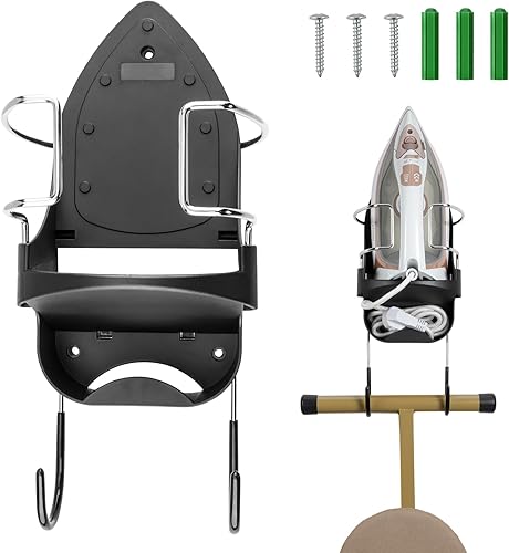 Soporte de pared para tabla de planchar, soporte para tabla de planchar para lavandería, organizador de almacenamiento, color negro