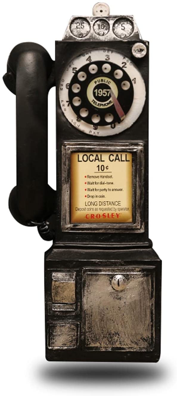 WangXLDD Modello di telefono fisso da parete per casa, vintage, rotativo antico, decorazione per telefono, bar, bar, decorazione per finestre rotative, colore: nero