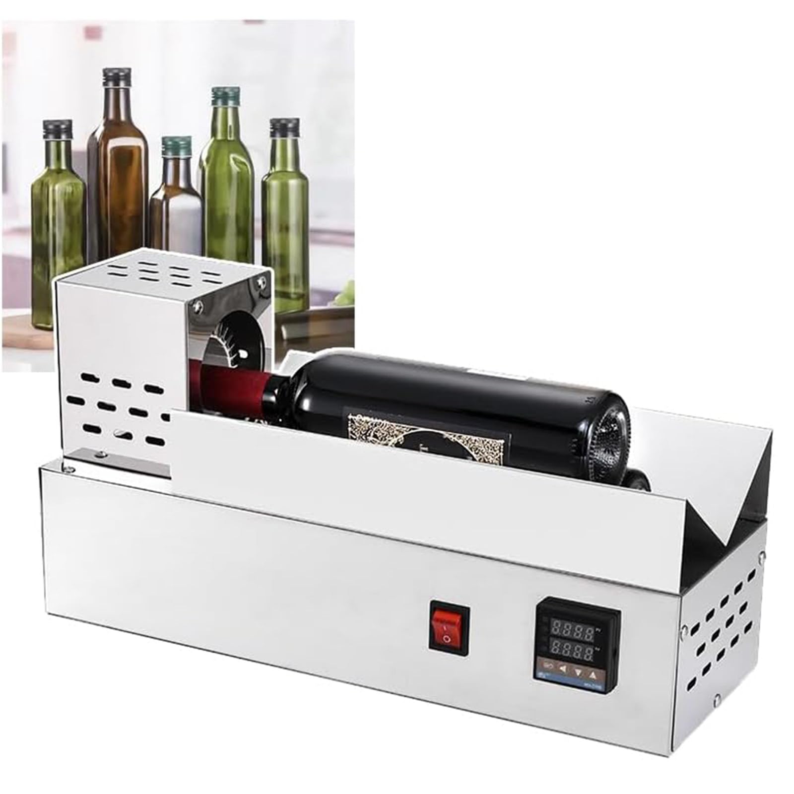 XNZJHPP Wine Bottle Heat Shrink Capsule Machine, Manual 600W with Digital Thermostat, Efficient Bottle Sleeve Sealer for Wine Packaging, Easy Push Operation
