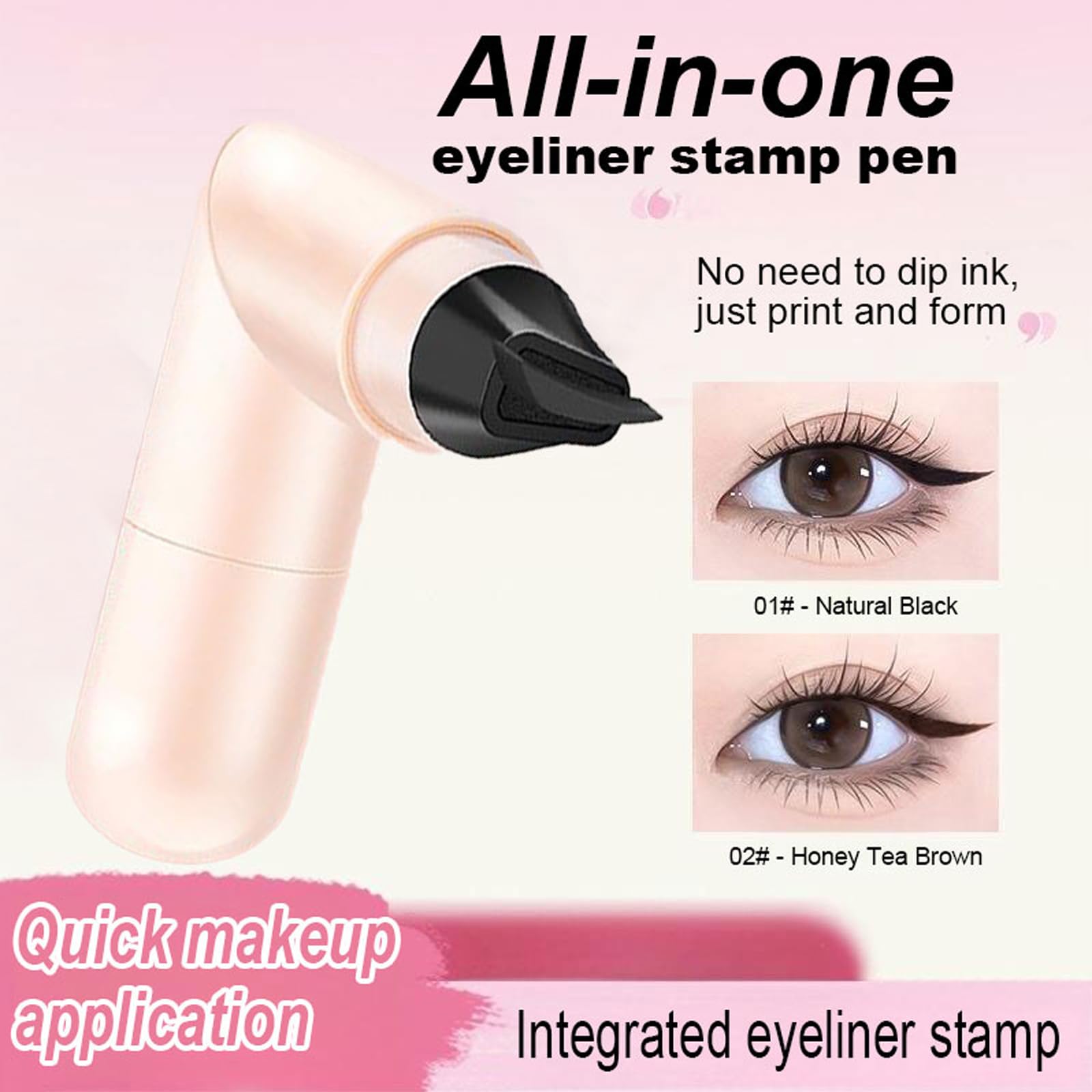 2 szt. Podwójna głowica do oczu, obracająca się linia do oczu pieczęć, wodoodporny czarny eyeliner, naturalny długotrwały brązowy eyeliner dla kobiet makijaż oczu