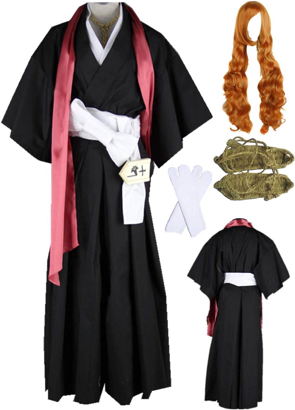 US size Women's kimono Cosplay Costumes Adult black kimono With wig suit