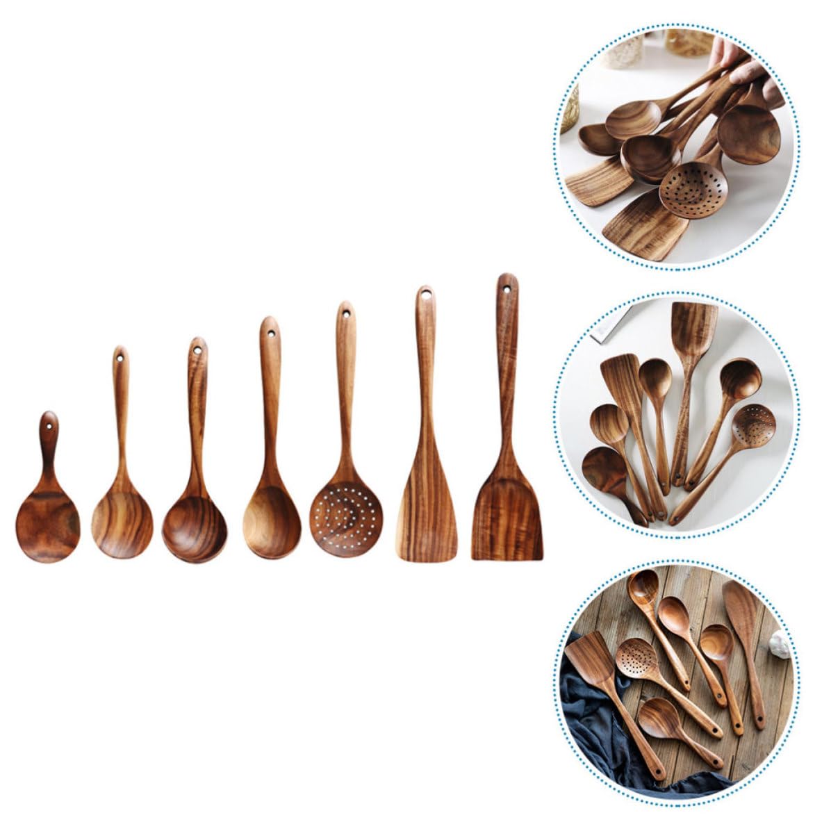 Set di Cucchiai in Legno per Cucina con Manico Comodo, Utensili Pratici ed Eleganti, per Servire e Preparare Piatti con Design Minimalista