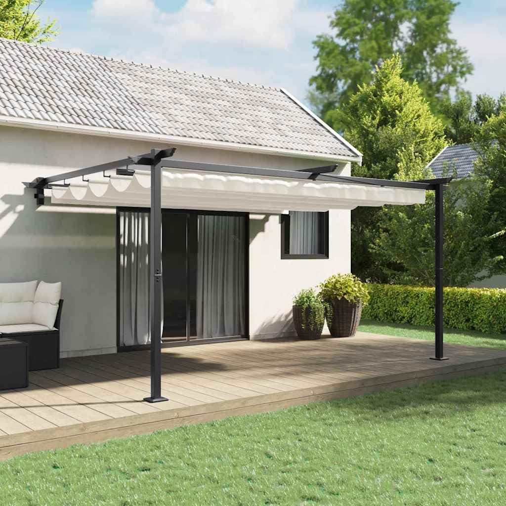 Pawilon ogrodowy, kremowy, 400 x 300 x 200 cm, poliester ze stalową ramą, składany pawilon na taras, balkon, kemping, imprezę w ogrodzie, wesele, grillowanie, festiwal, stoisko targowe