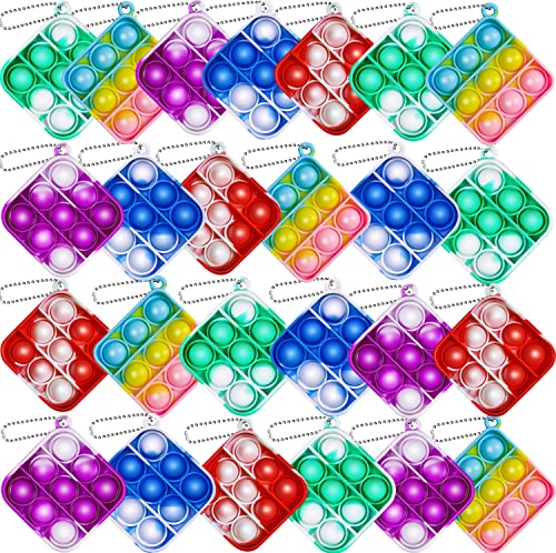 25 PCS Pop Fidget Toys Its Party Favors for Kids 4-8, 2.5*2.5 inch Mini Pop Keychain It Fidget Toy Bulk Toddler Toys Fidgets Packs Sensory Stress Toys Party Fidget Pack Popper Toy Gift for Girls Boys
