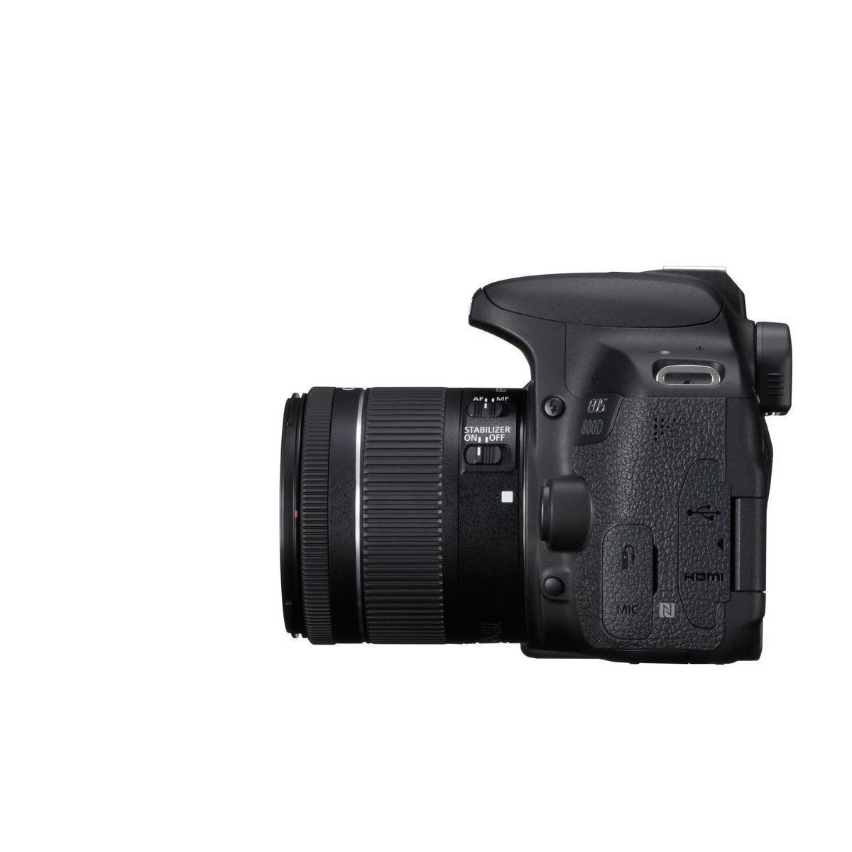 Canon 1895C002AA Appareil Photo Reflex numérique EOS 800D + EF-S 18-55 F/4-5.6 is STM Noir