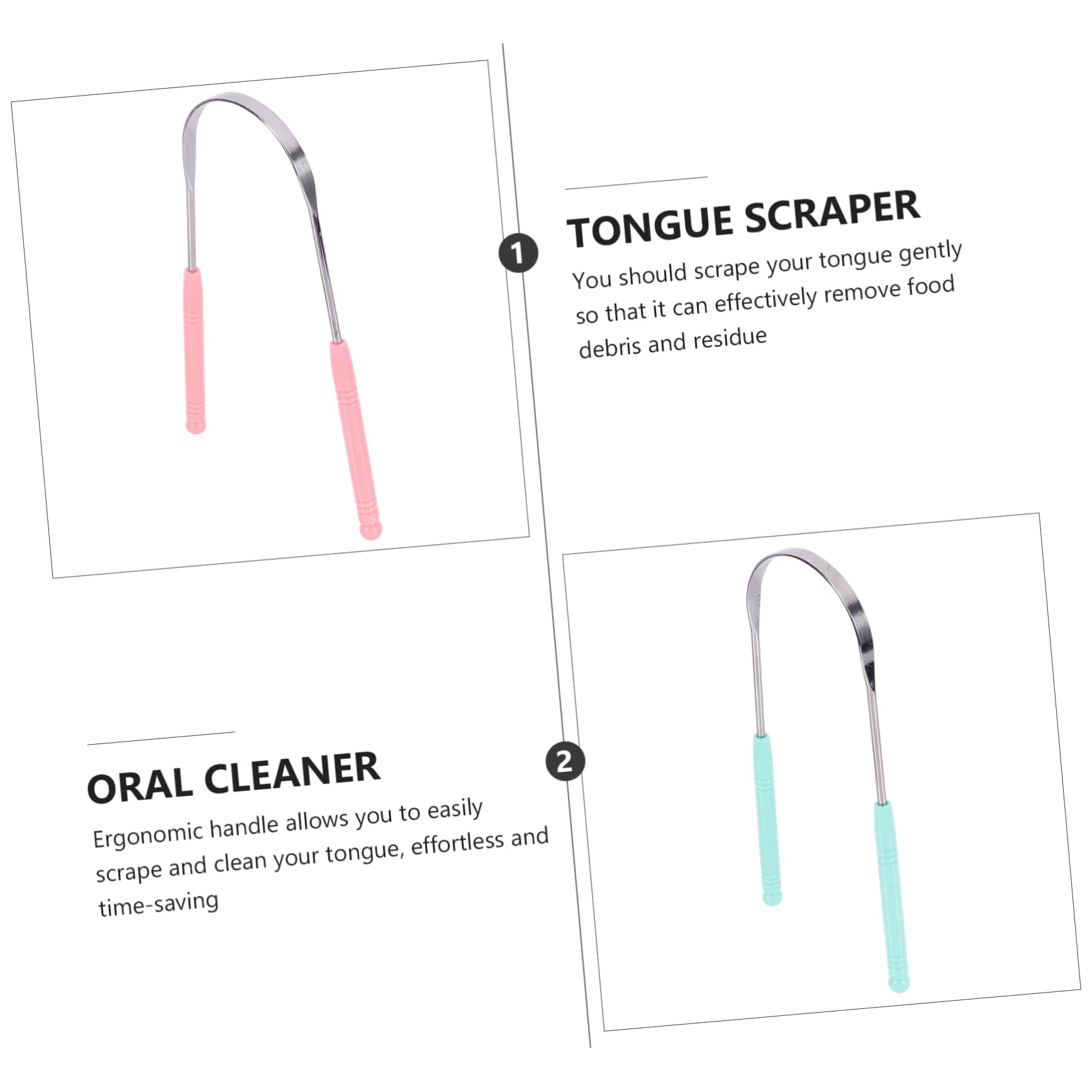 FRCOLOR 3 Set Raschietti Per Lingua Acciaio Inossidabile Strumenti Per Orale Ergonomici E Leggeri Per Uso Rimuovono Residui E Odori Sgradevoli 4 Pezzi*3