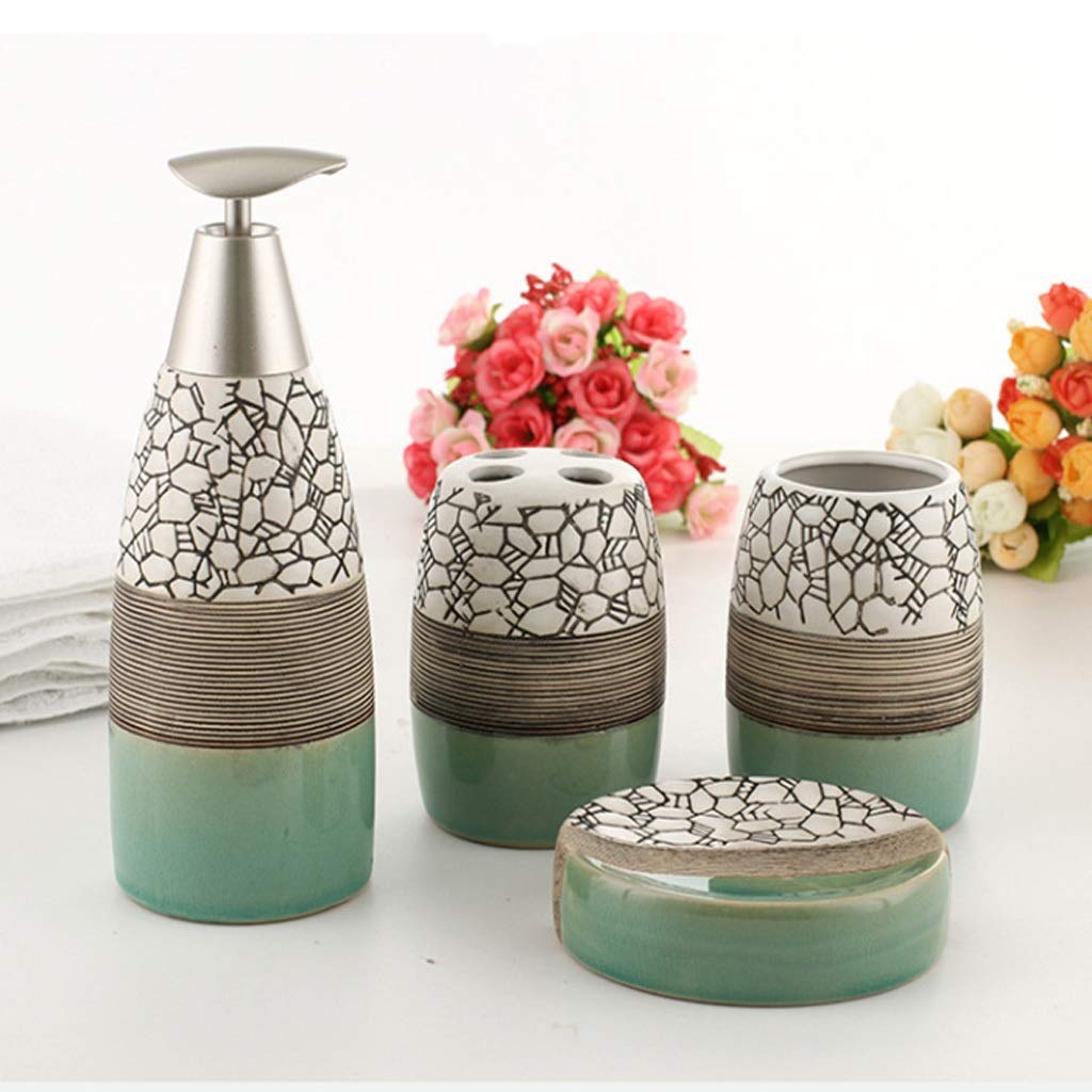 MYBA Ceramiczne akcesoria łazienkowe 4-częściowy zestaw upominkowy do kąpieli zestaw uchwytów na szczoteczkę do zębów kubek mydelniczka w zestawie dozownik mydła zestaw akcesoriów łazienkowych