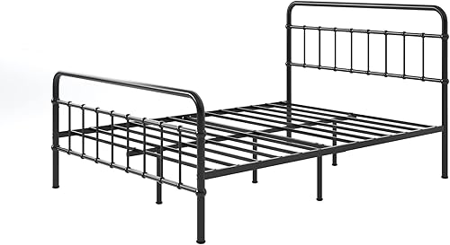 Miniatura 35 de Zinus Florence - Base de cama con plataforma de metal, base de colchón, no necesita somier, fácil montaje, blanco, tamaño matrimonial. Blanco,Negro