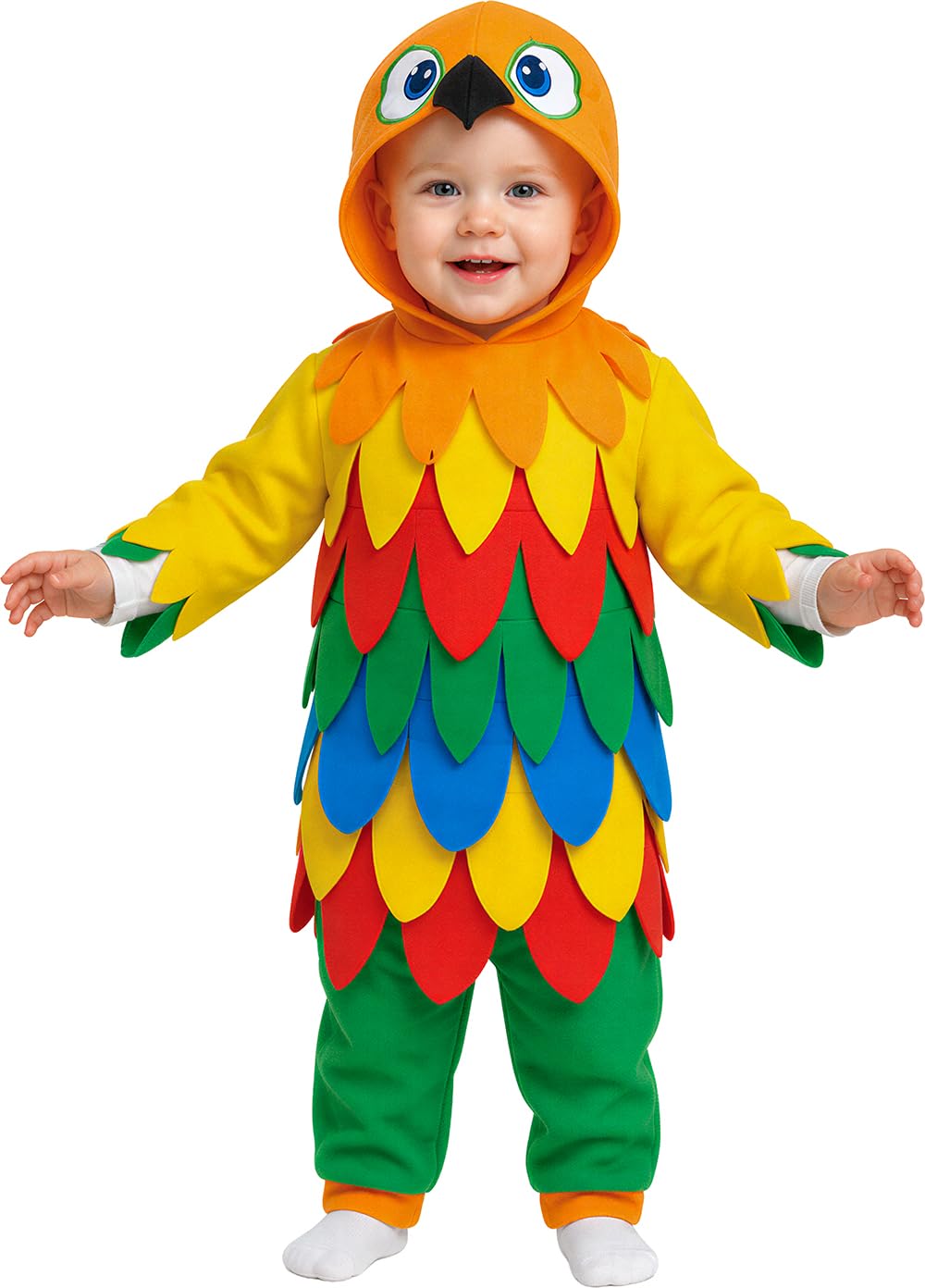 FIESTAS GUIRCA | Lil Parrot Kostüm Baby - Kapuze und Overall - Tierkostüme für Babys und Kleinkinder - Perfekt für Halloween, Karneval und Partys - Unisex - Mehrfarbig