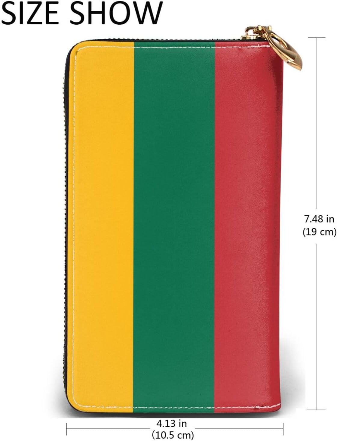 Flag of Lithuania Long Zip Around Wallet for Women, Large Capacity RFID Leather Wristlet Wallet with 12 Card Slots Coin Purse, Fashion Clutch Purse with Wrist Strap