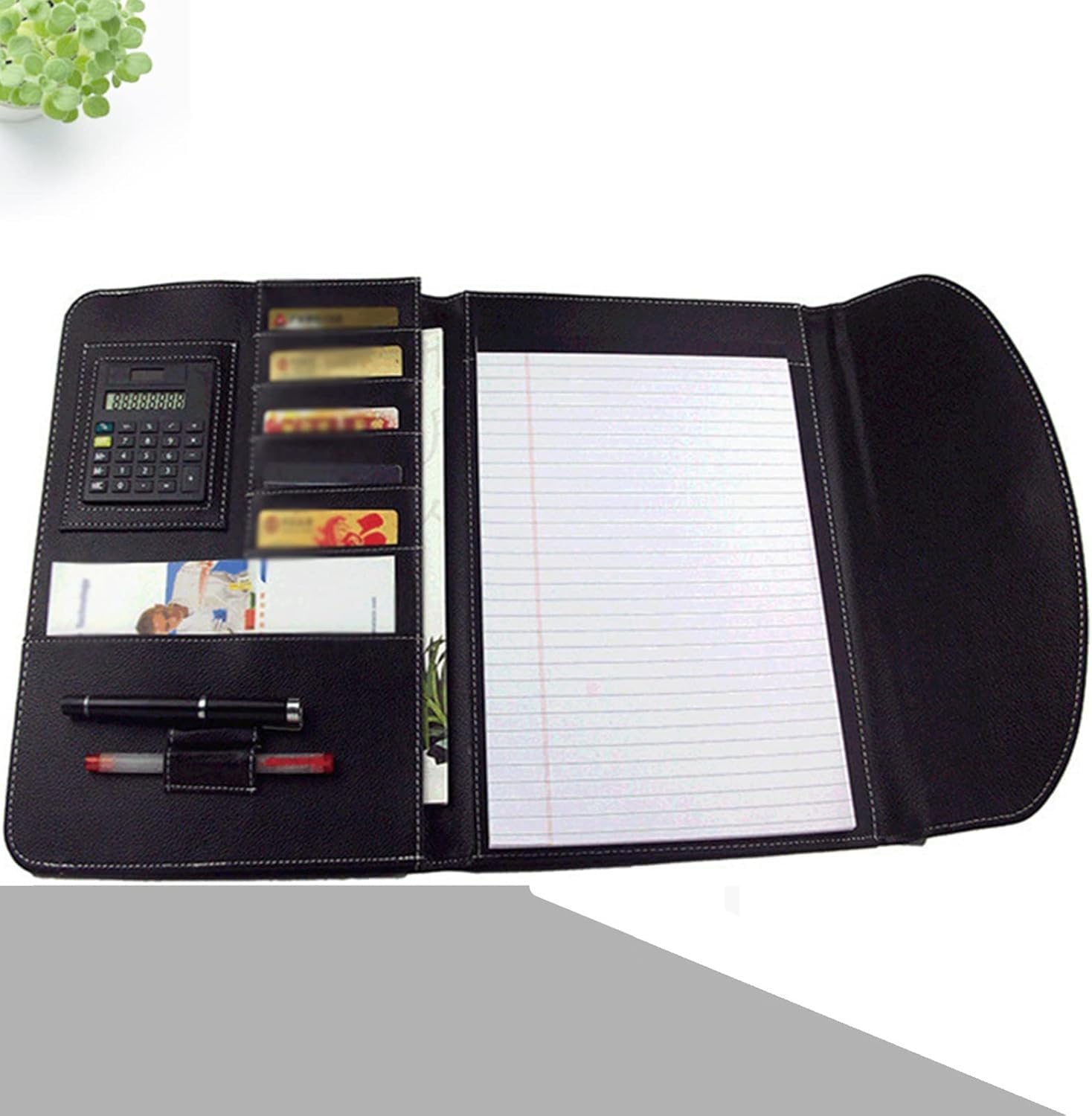 Porte-Documents A4 Multifonctionnel en Cuir avec Calculatrice, Idéal pour Les Professionnels Au Bureau.