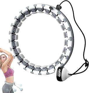 EDIFIT, Hula Hoop, Fitness, Pérdida de Peso, Tamaño Ajustable, 24 Tramos, para Deporte, Desmontable, para Cinturas Desde 57 cms hasta 113 cms, Niños y Adultos (Gris)