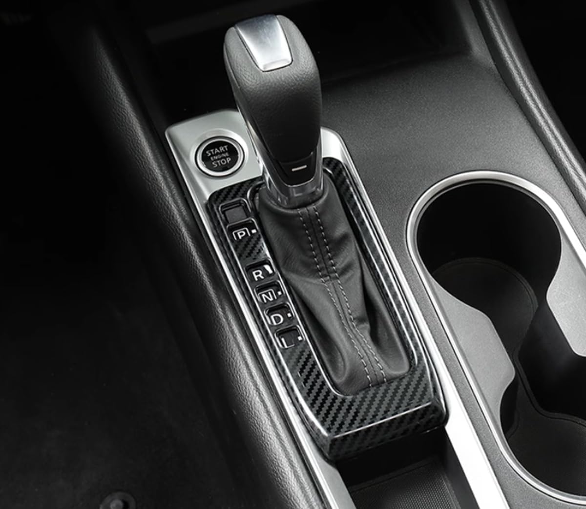 Car Accessories Fit for Nissan Altima 2019 2020 2021 2022 2023 2024 2025 Interior Gear Shift & Box Water Cup Panel Frame Cover Trim (Carbon Fiber Style) 3PCS Stainless Steel