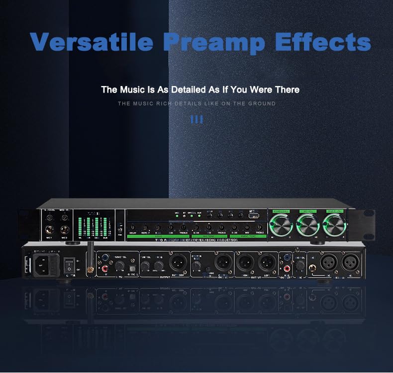 Procesador de audio antihorarios, procesador de reverberación digital con pantalla LED, sintonización inteligente, múltiples métodos de transmisión de audio para grabación de estudio