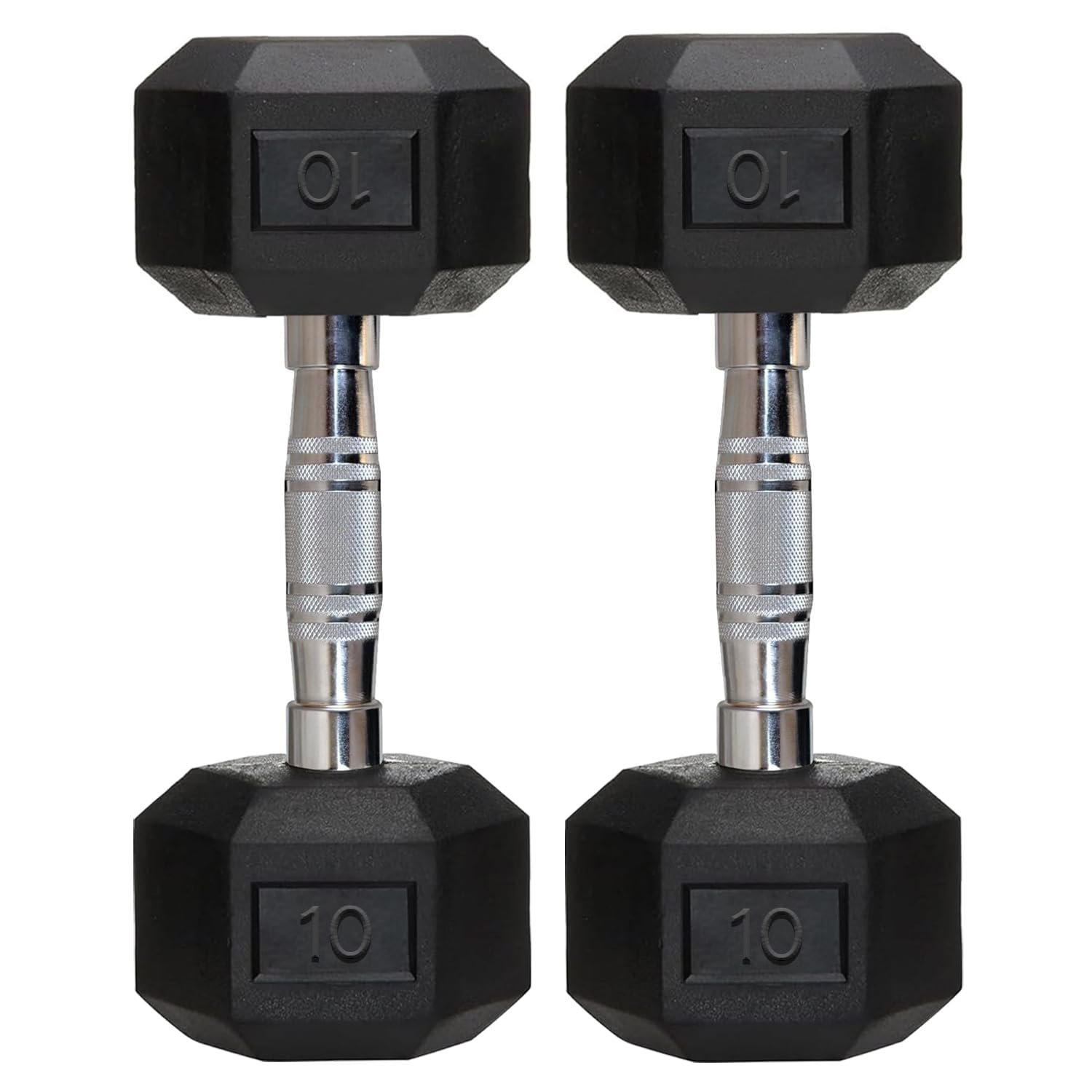 FITRXX Rubber Coated Hexa Dumbbell Set for Men & Women Professional Exercise Hex Dumbbells for Full Body Workout, Upper & Lower Body Strength Training, Home Gym Exercise. (10 kg pair), Black