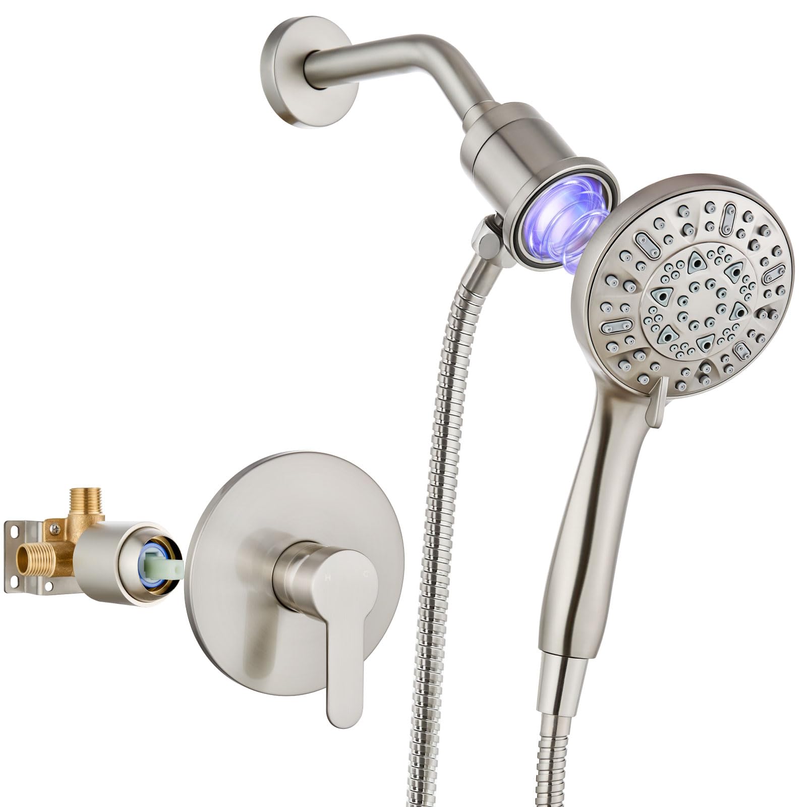 Brushed Nickel Shower Faucet Kit - 6 Modes -1