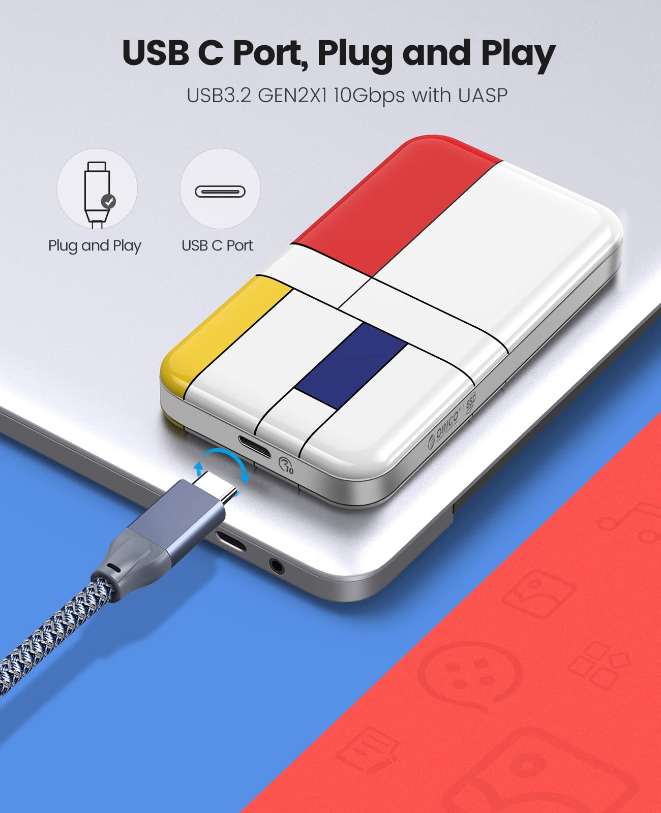 Amazon | ORICO SSD 1TB 外付けSSD ポータブルSSD USB3.2 GEN2 最大