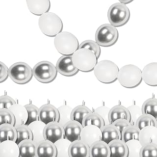White and Silver Linking Balloons, 100PCS 6 Inch Small Metal Silver Quick Link Balloons for Making Balloon Wall Heart Arch Tails Balloon for Wedding Birthday Baby Shower Graduation Party Decorations
