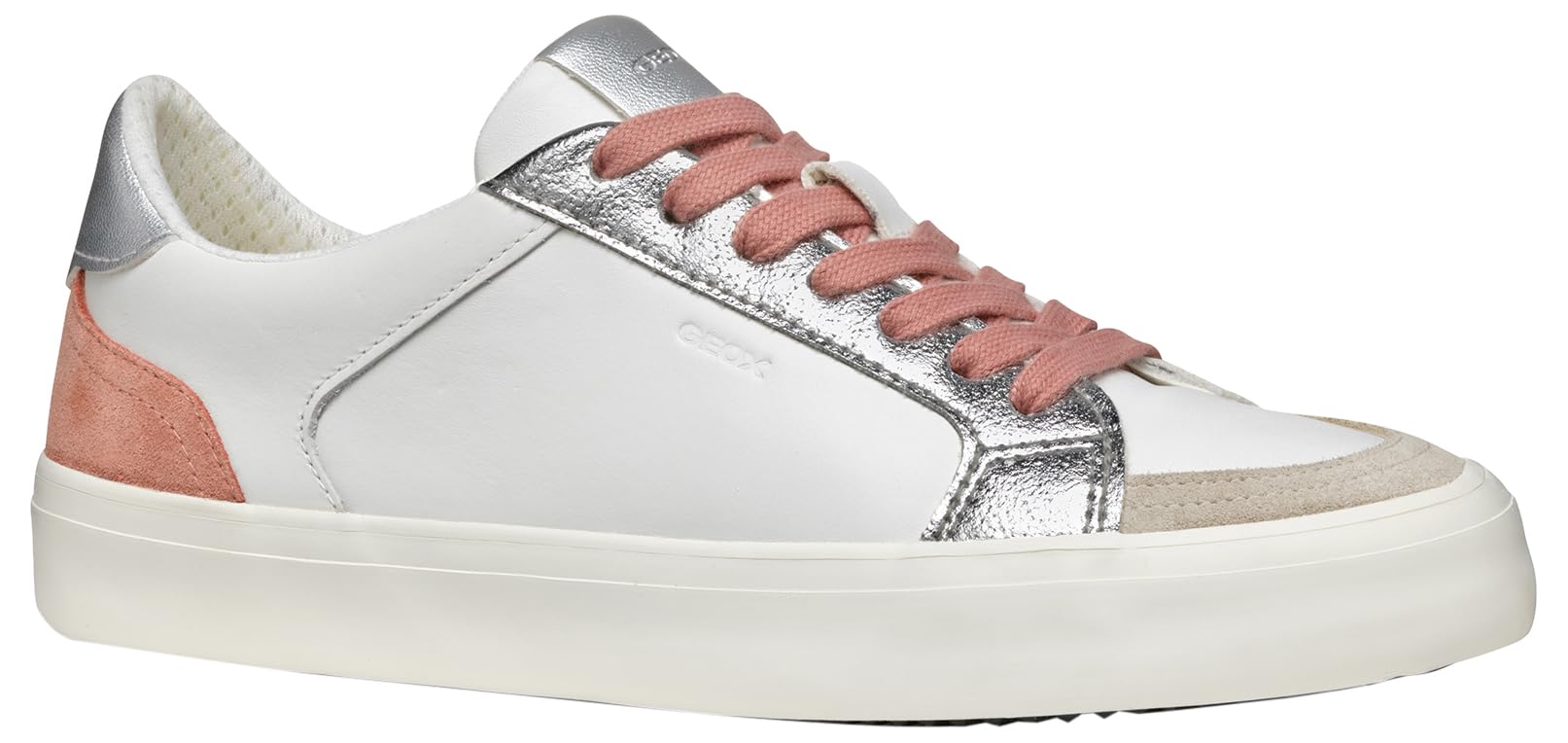 Geox Women's D EMMELENY E Sneaker, White/Dk Skin, 6 UK