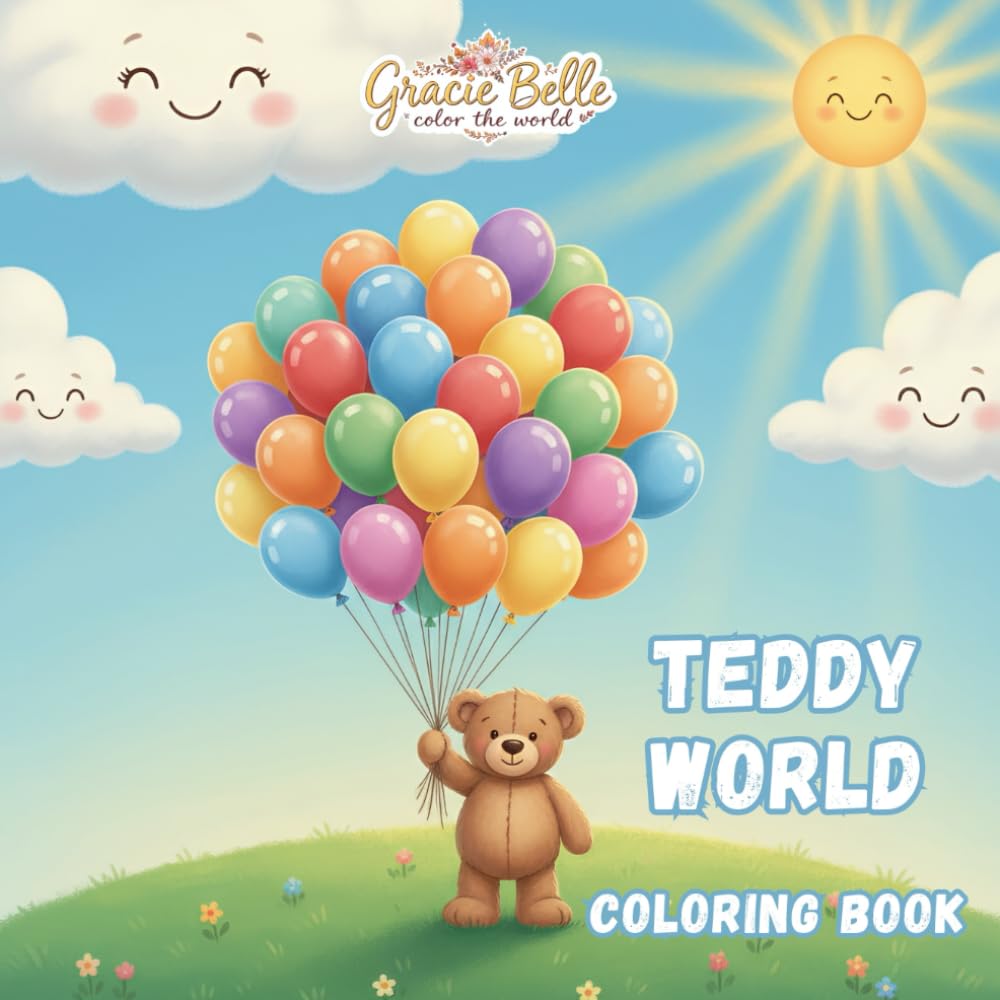 Teddy Worlds Coloring Book: Adorable Bear Adventures to Color for Kids and Adults