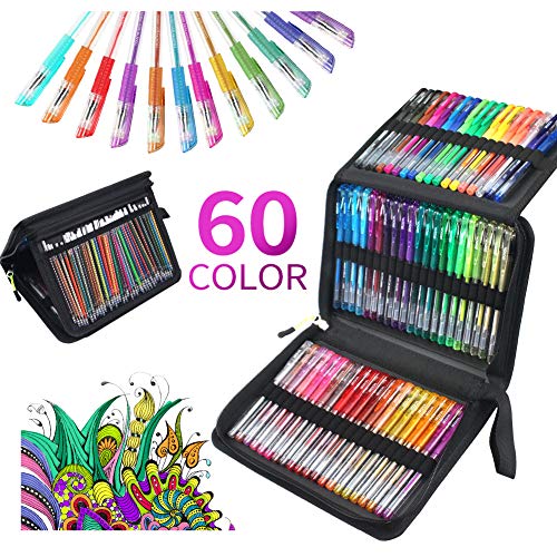ZSCM 120 Glitter Gel Pens Fine Point Markers Art Set 60 Colored Pen