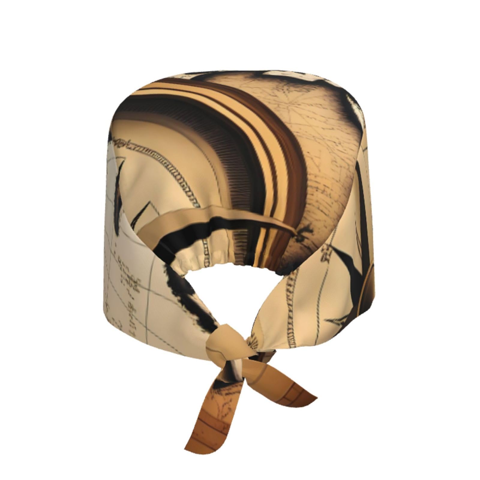 YYHHAOFA Breathable Work Hat Compass and Old World Map Printed for Chef, Nursing, Spa, Facial Care, Fitness Black