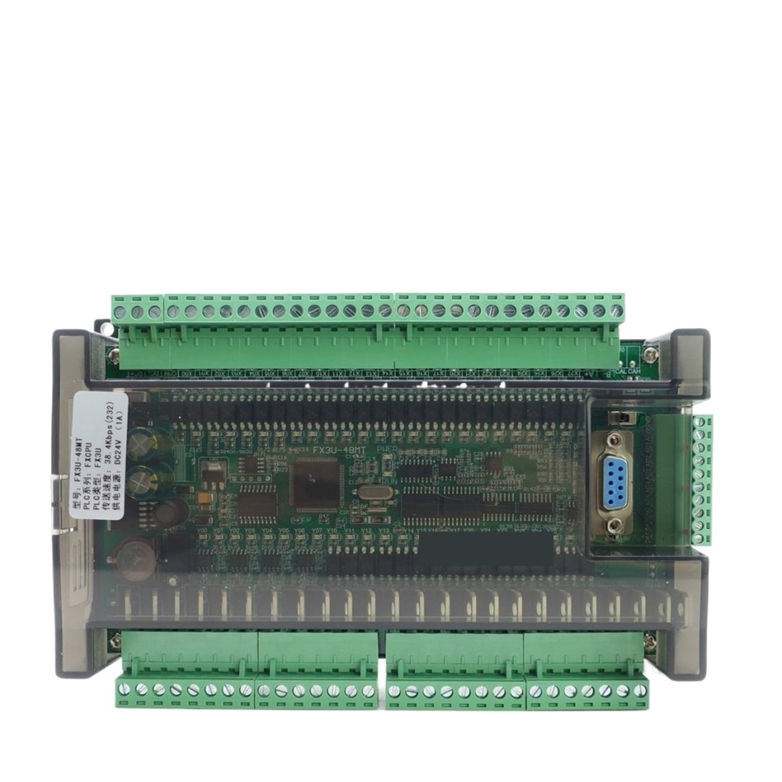 ZXAOMMBEA 1pcs FX3U-48MT FX3U-48MR PLC Industrial Control Board 6AD 2DA 24 Input Output with RTC RS485 CAN Communication(Fx3u-48mt Transistor)