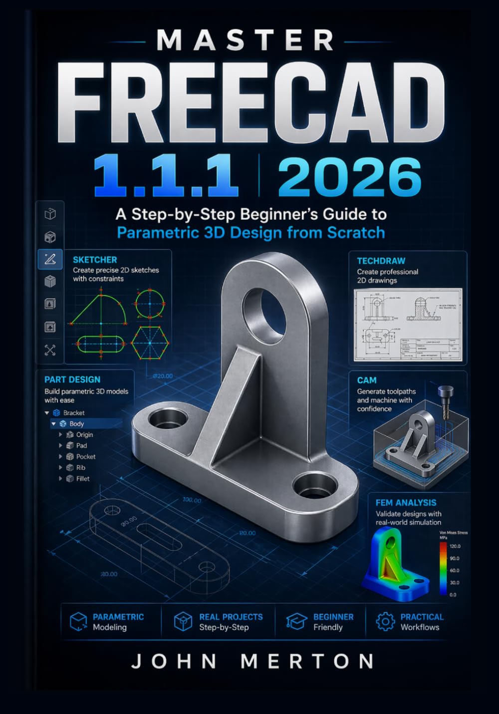 MASTER FREECAD 1.1.1 2026: A Step-by-Step Beginner's Guide to Parametric 3D Design from Scratch