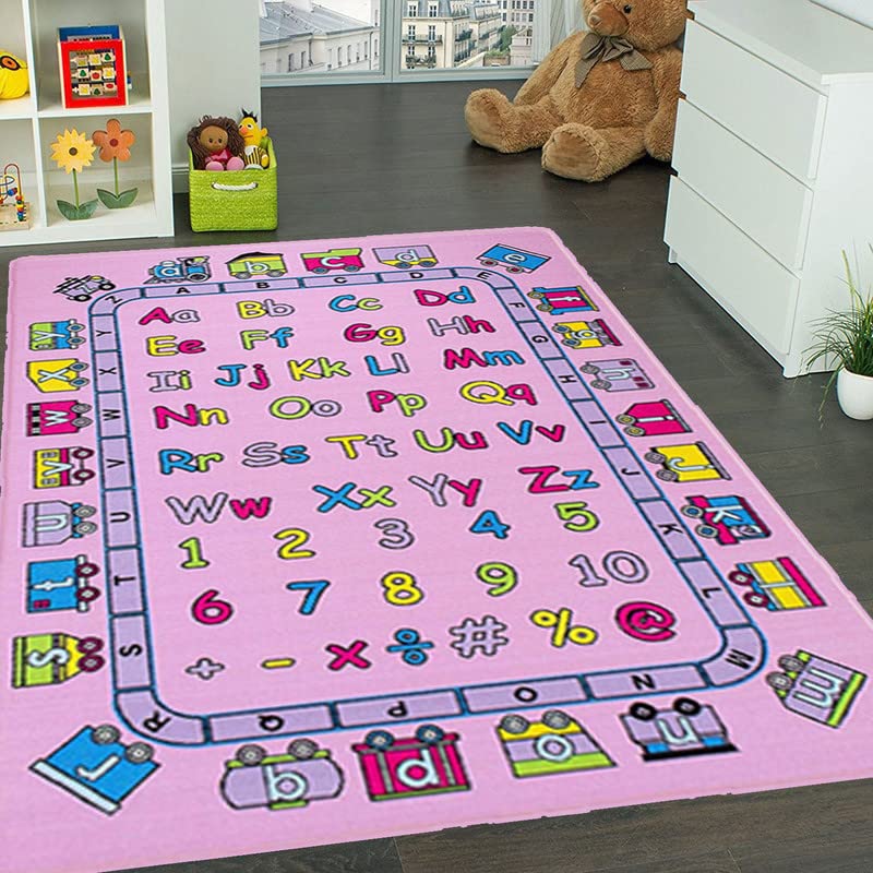 Kids Rug ABC Fun in Pink Area Rug 3' x 5' (3'3
