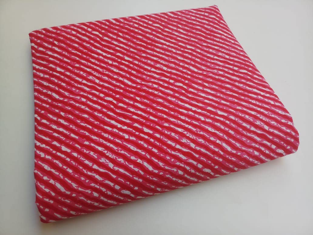 Kalap Floral Printed Cotton Cloth Materiel Lehriya Pink Fabric Running Jaipuri Hand Block Printed Women Dress Material Kurtis Natural 44" Inches Width 2.5 Meter