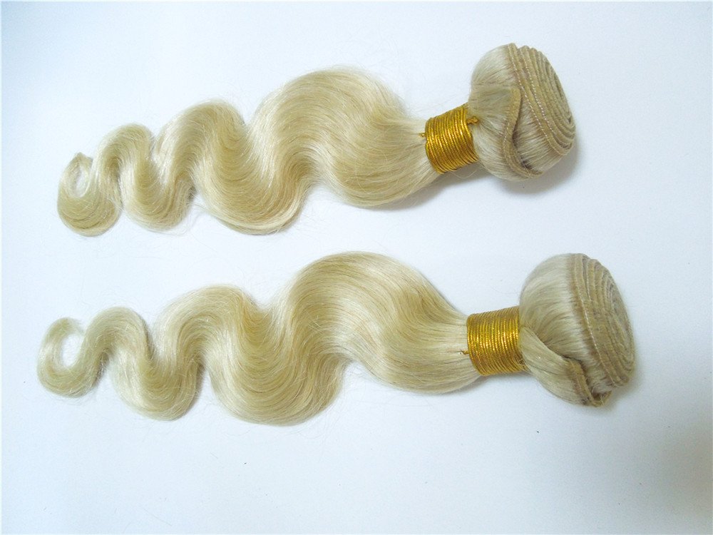 Hair Wefts Blonde 100% Remy (Remi) European Human Hair Weft Weave Extensions Body Wave Blonde Hair (Color 613) 100g Each Bundle by Hairpr 8"